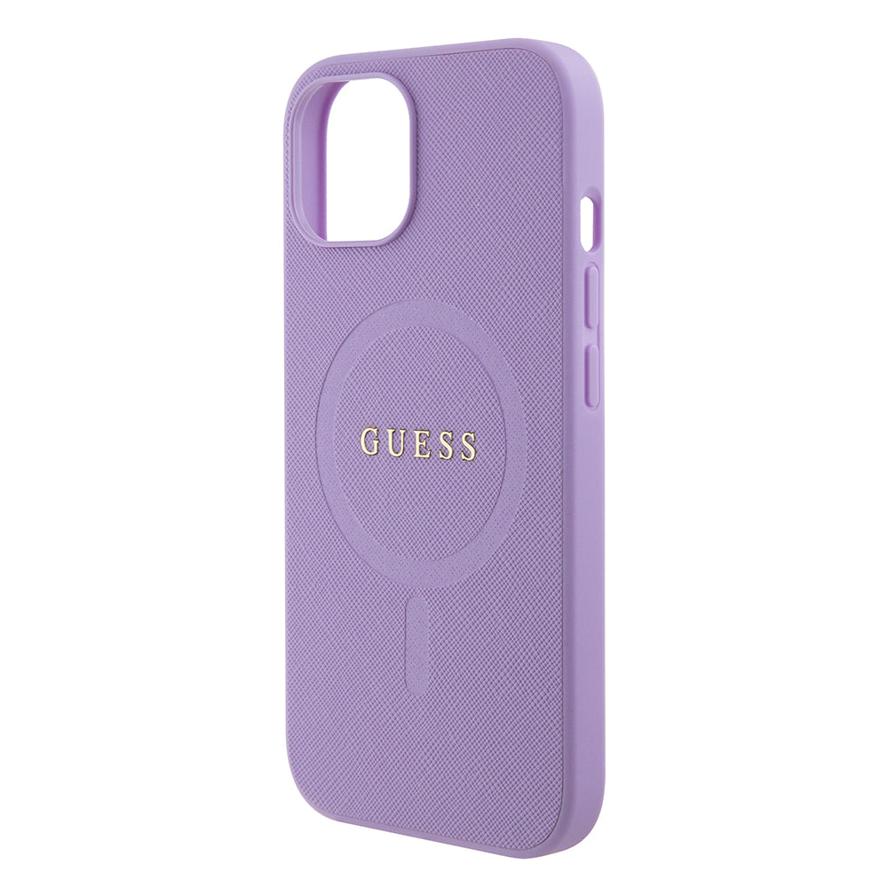 Custodia MagSafe per Apple iPhone 15, Guess, Saffiano, Viola