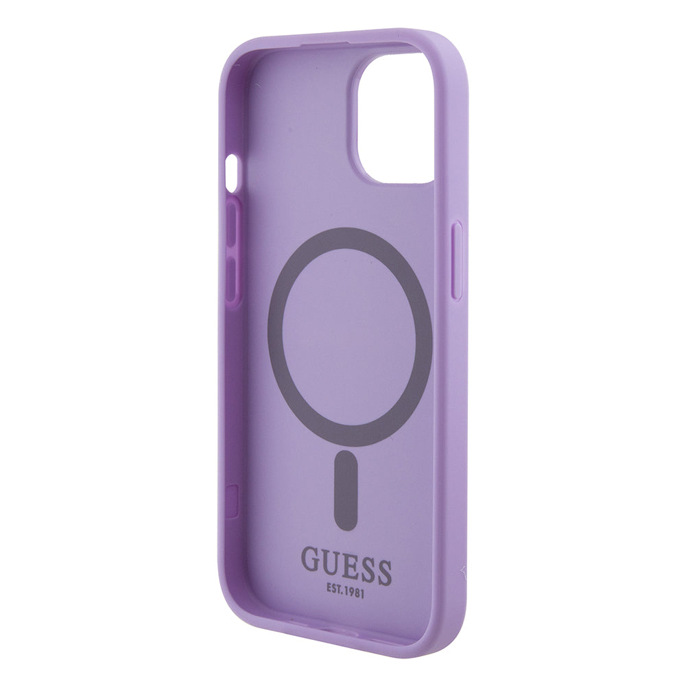 Custodia MagSafe per Apple iPhone 15, Guess, Saffiano, Viola