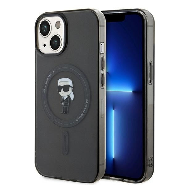 Custodia MagSafe per Apple iPhone 15, Karl Lagerfeld, IML Ikonik Karl, Nera