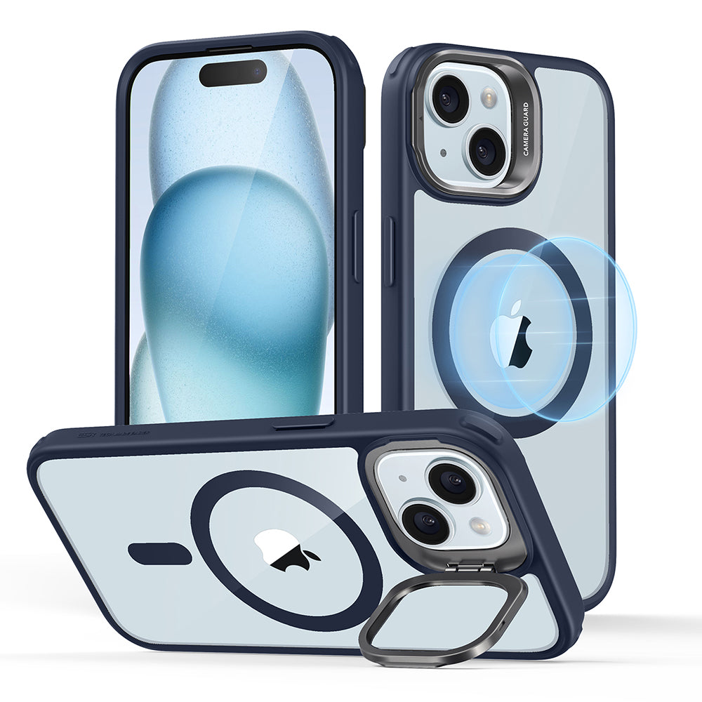 Custodia MagSafe per Apple iPhone 15 Plus, ESR, Classic Hybrid Kickstand, Blu Navy Trasparente
