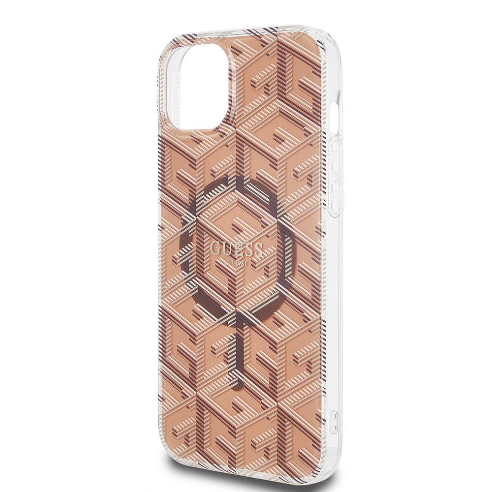 Custodia MagSafe per Apple iPhone 15 Plus, Guess, IML Gcube, Marrone
