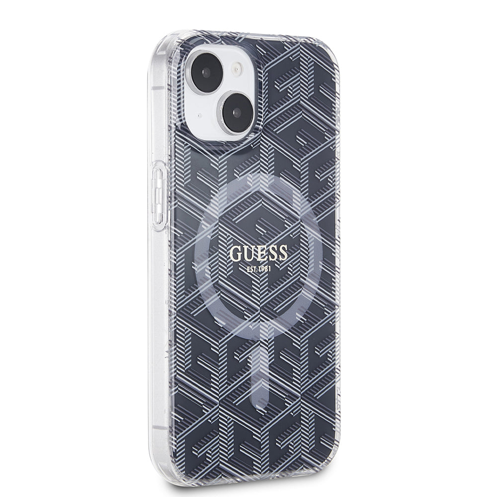 Custodia MagSafe per Apple iPhone 15 Plus, Guess, IML Gcube, Nera