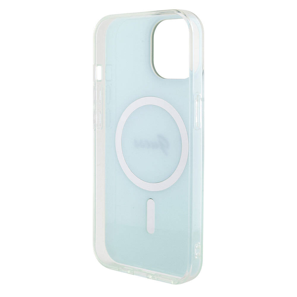 Custodia MagSafe per Apple iPhone 15 Plus, Guess, IML Iridescent, Turchese