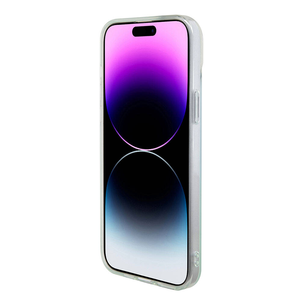 Custodia MagSafe per Apple iPhone 15 Plus, Guess, IML Iridescent, Turchese