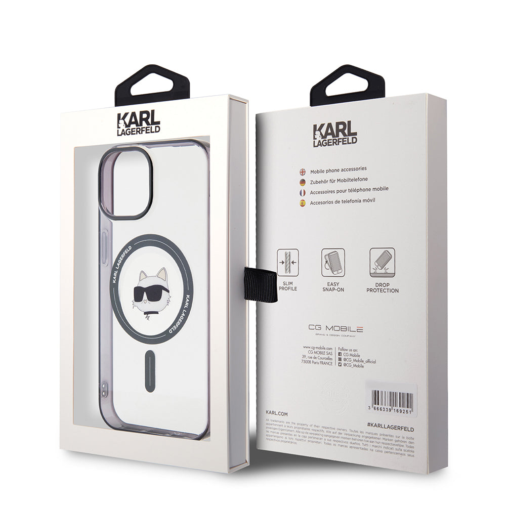 Custodia MagSafe per Apple iPhone 15 Plus, Karl Lagerfeld, IML Choupette's Head, Trasparente