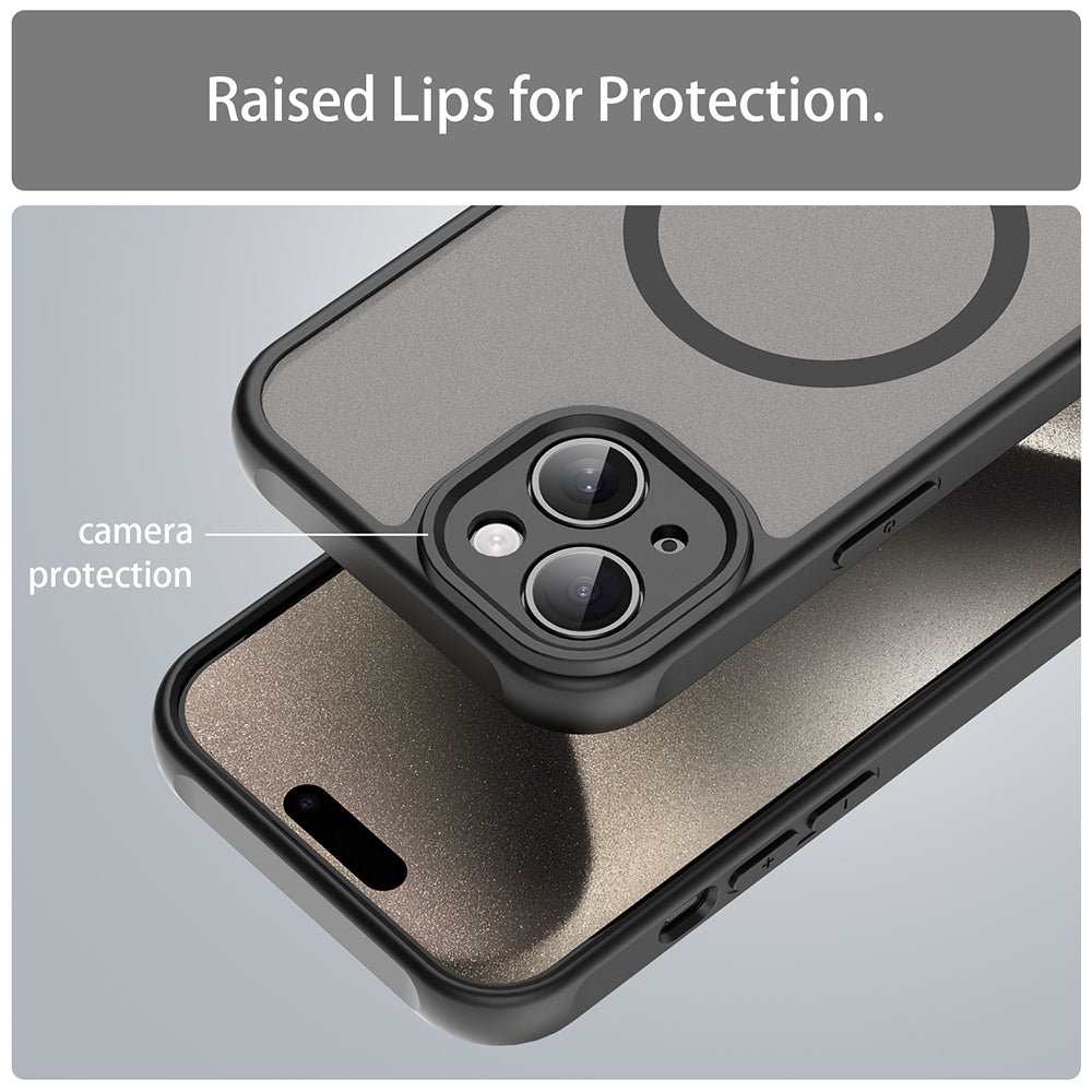 Custodia MagSafe per Apple iPhone 15 Plus, Techsuit, HaloFrost II, Nera