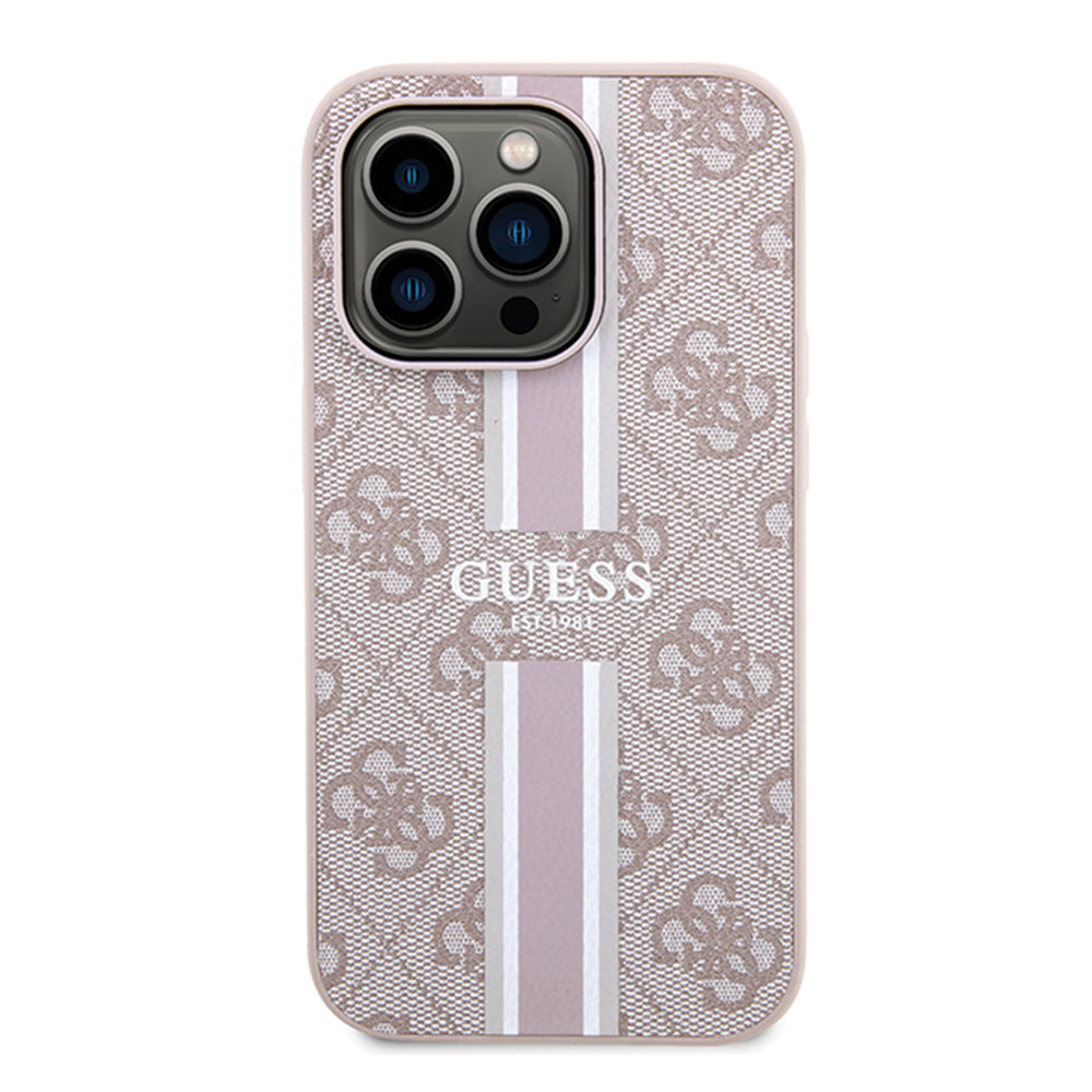 Custodia MagSafe per Apple iPhone 15 Pro, Guess, 4G Printed Stripes, Rosa