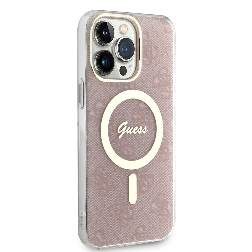 Custodia MagSafe per Apple iPhone 15 Pro, Guess, IML 4G, Rosa