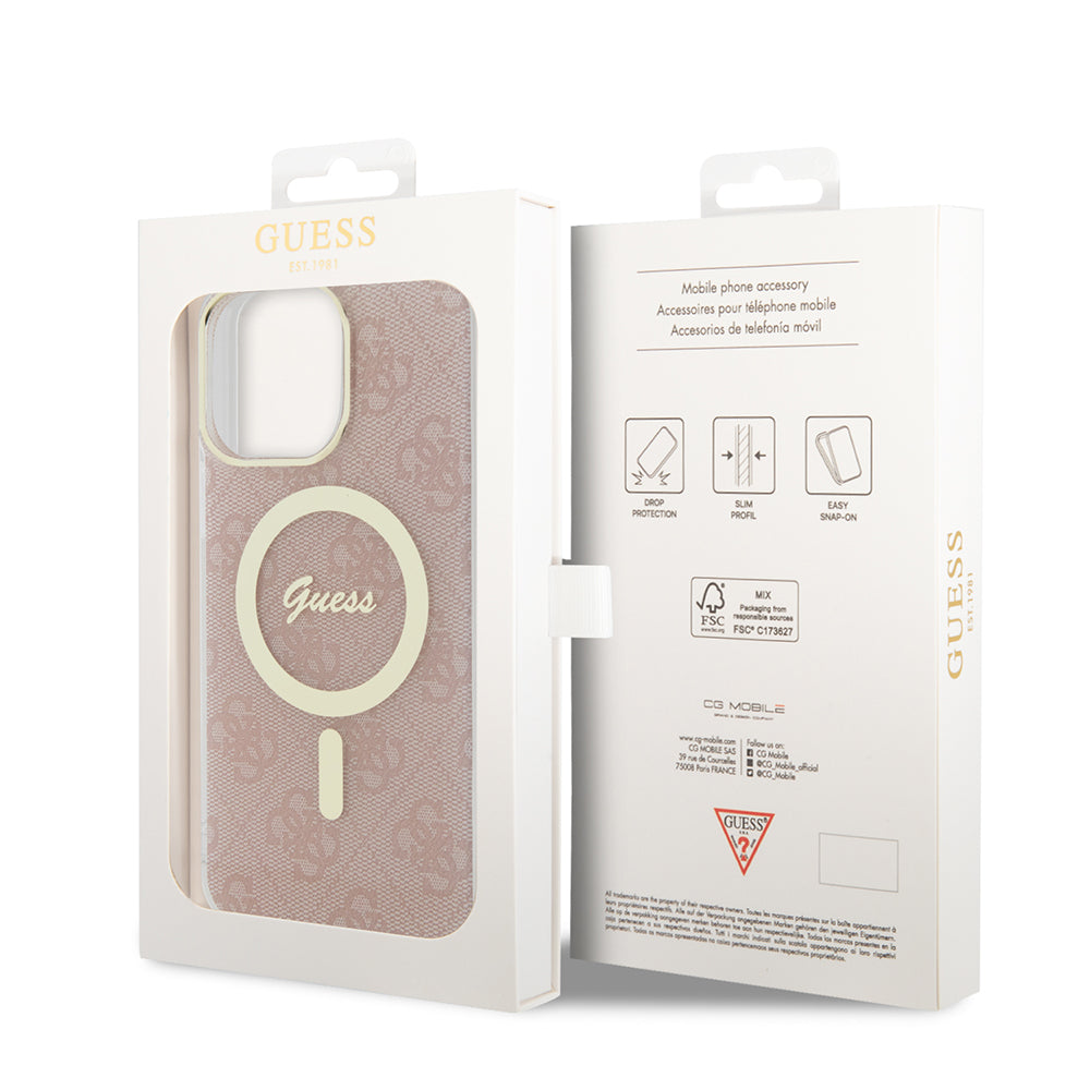 Custodia MagSafe per Apple iPhone 15 Pro, Guess, IML 4G, Rosa