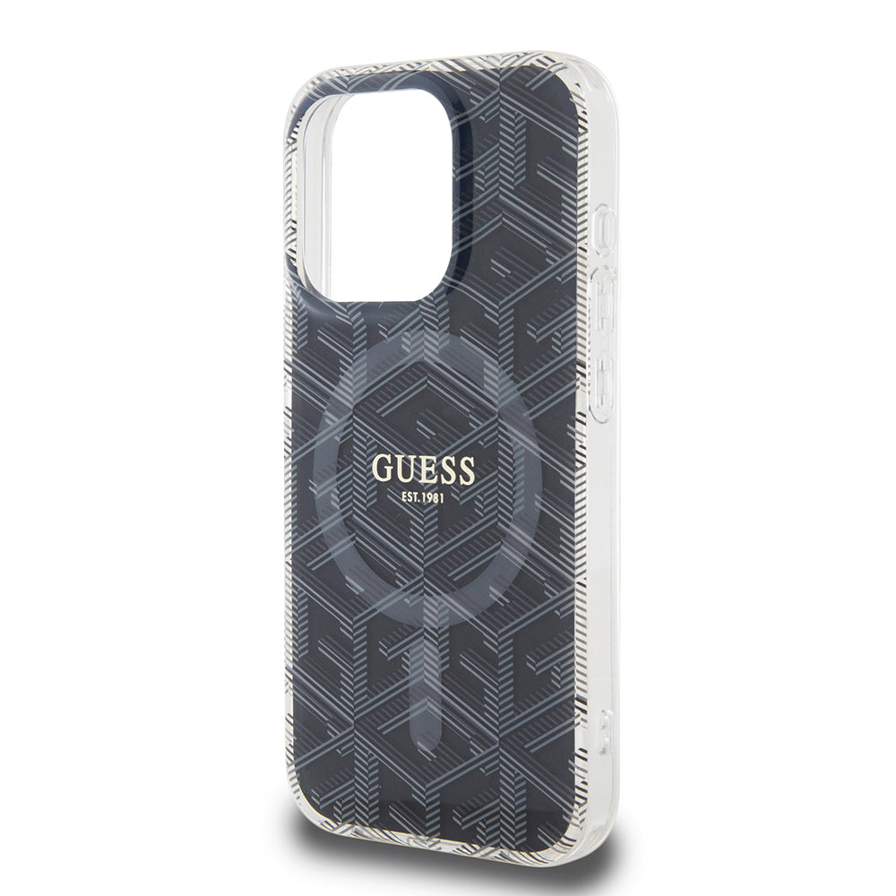 Custodia MagSafe per Apple iPhone 15 Pro, Guess, IML Gcube, Nera