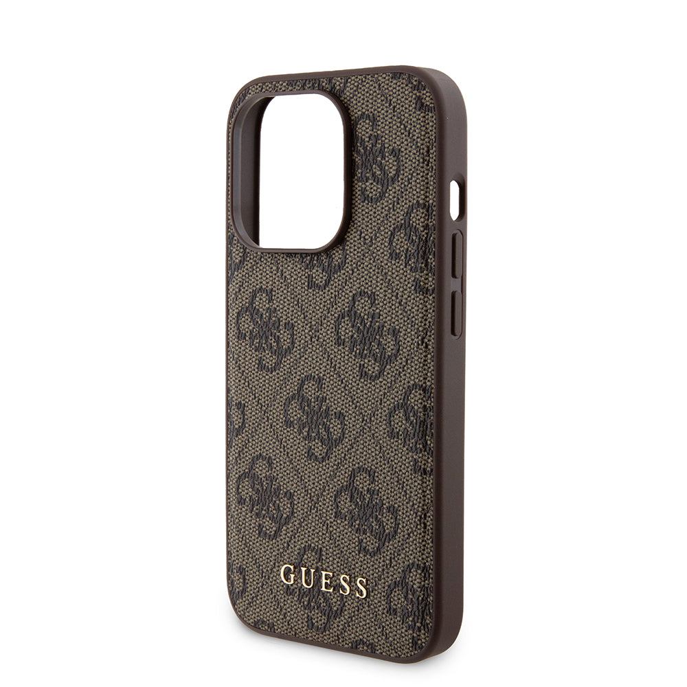 Custodia MagSafe per Apple iPhone 15 Pro, Guess, Powerbank 4G Metal Logo, Marrone