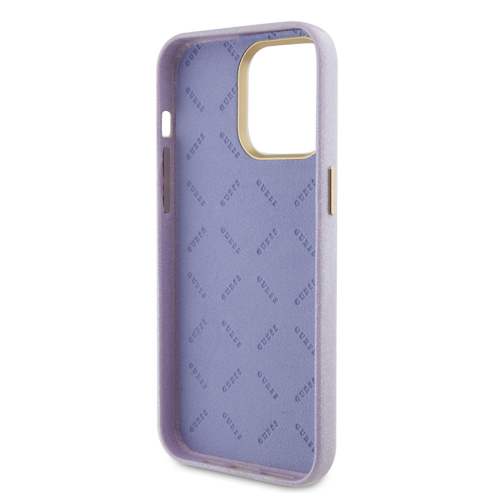 Custodia MagSafe per Apple iPhone 15 Pro Max, Guess, Glitter Full Wrapped, Viola GUHCP15XPGMCSL