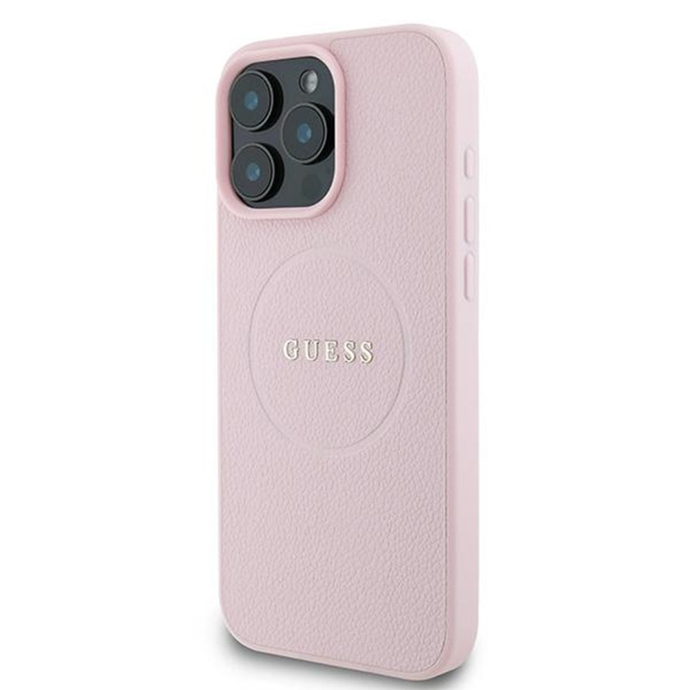 Custodia MagSafe per Apple iPhone 15 Pro Max, Guess, Grained Gold Ring, Rosa