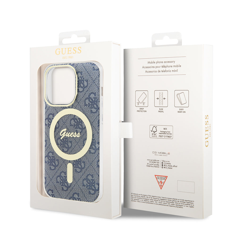 Custodia MagSafe per Apple iPhone 15 Pro Max, Guess, IML 4G, Blu