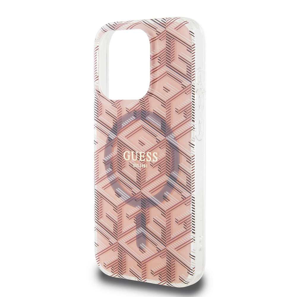 Custodia MagSafe per Apple iPhone 15 Pro Max, Guess, IML Gcube, Rosa