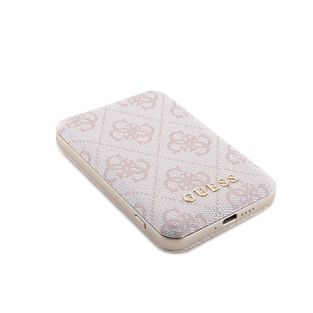 Custodia MagSafe per Apple iPhone 15 Pro Max, Guess, Powerbank 4G Metal Logo, Rosa