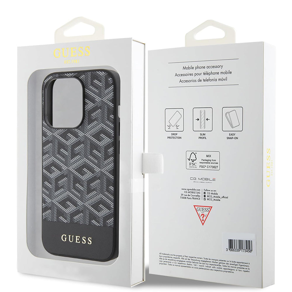 Custodia MagSafe per Apple iPhone 15 Pro Max, Guess, PU G Cube, Nera