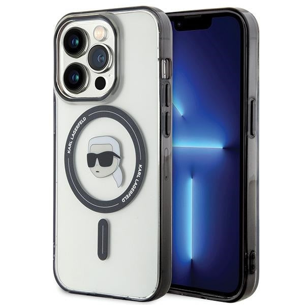 Custodia MagSafe per Apple iPhone 15 Pro Max, Karl Lagerfeld, IML Karl's Head, Trasparente