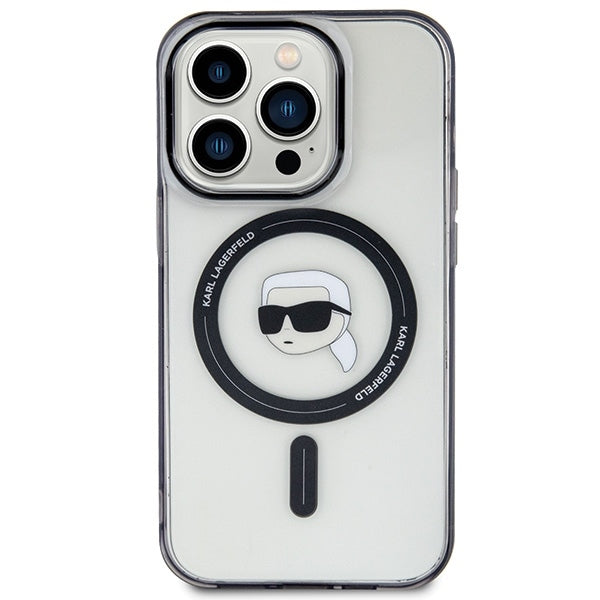 Custodia MagSafe per Apple iPhone 15 Pro Max, Karl Lagerfeld, IML Karl's Head, Trasparente