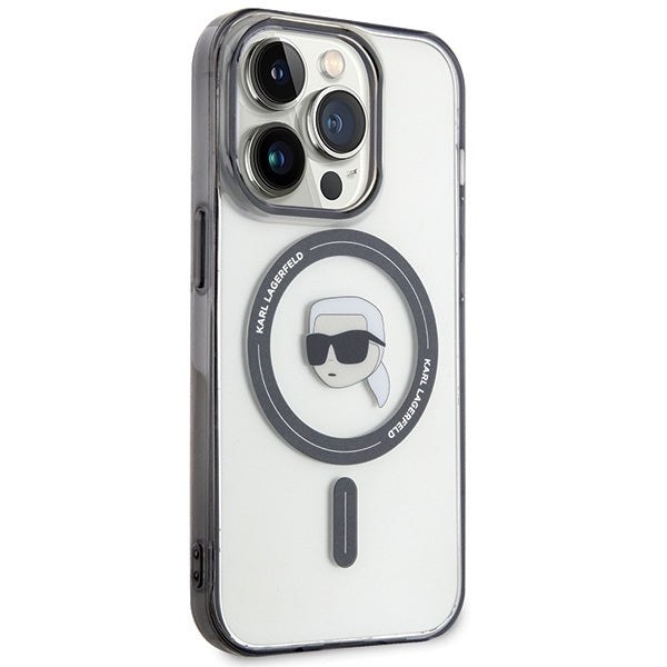 Custodia MagSafe per Apple iPhone 15 Pro Max, Karl Lagerfeld, IML Karl's Head, Trasparente