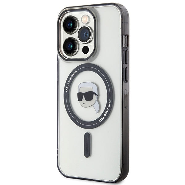 Custodia MagSafe per Apple iPhone 15 Pro Max, Karl Lagerfeld, IML Karl's Head, Trasparente