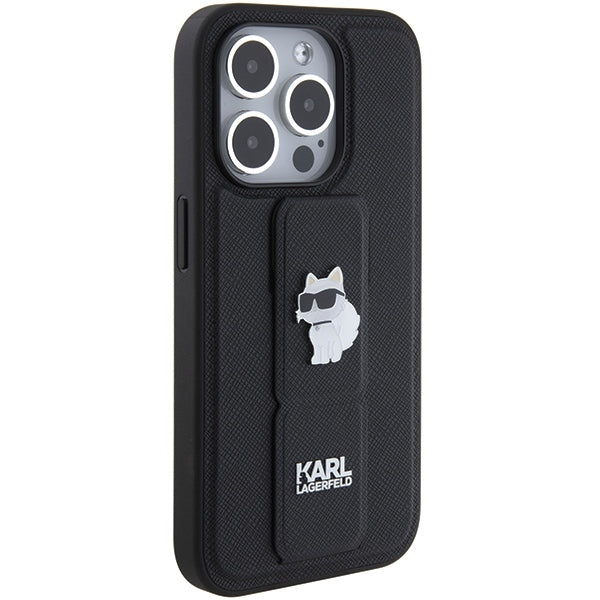 Custodia MagSafe per Apple iPhone 15 Pro Max, Karl Lagerfeld, Saffiano Gripstand Choupette, Nera
