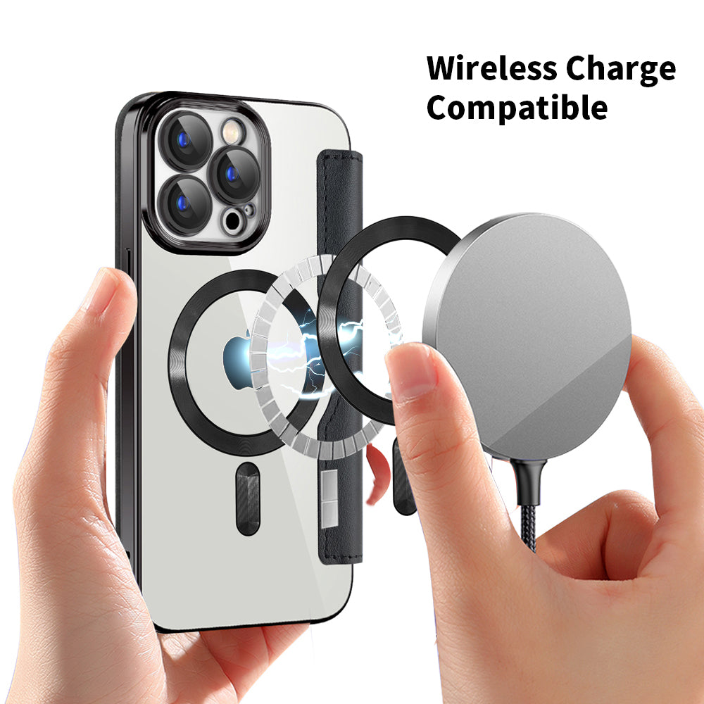 Custodia MagSafe per Apple iPhone 15 Pro Max, Techsuit, SmartMag Book, Nera