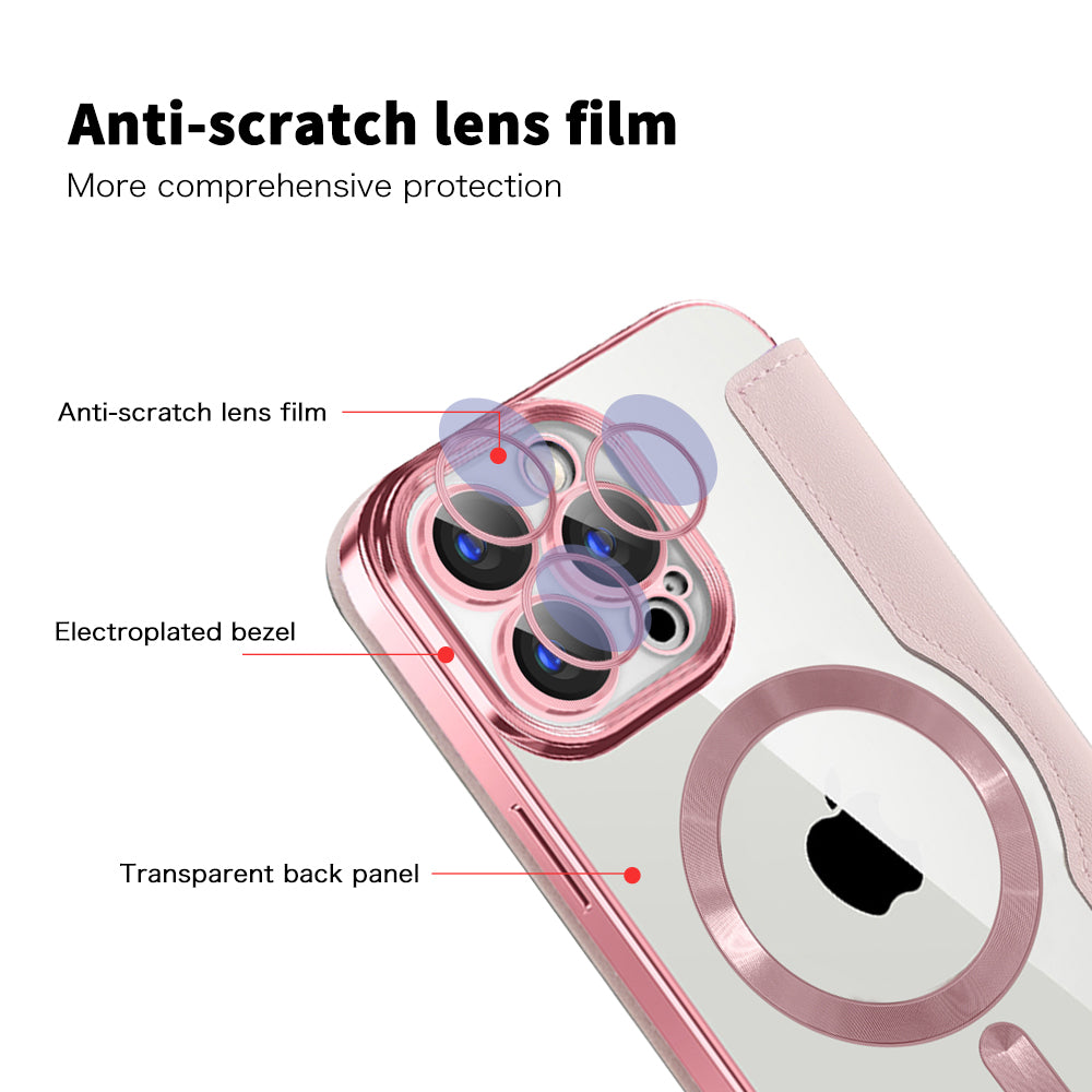 Custodia MagSafe per Apple iPhone 15 Pro Max, Techsuit, SmartMag Book, Rosa