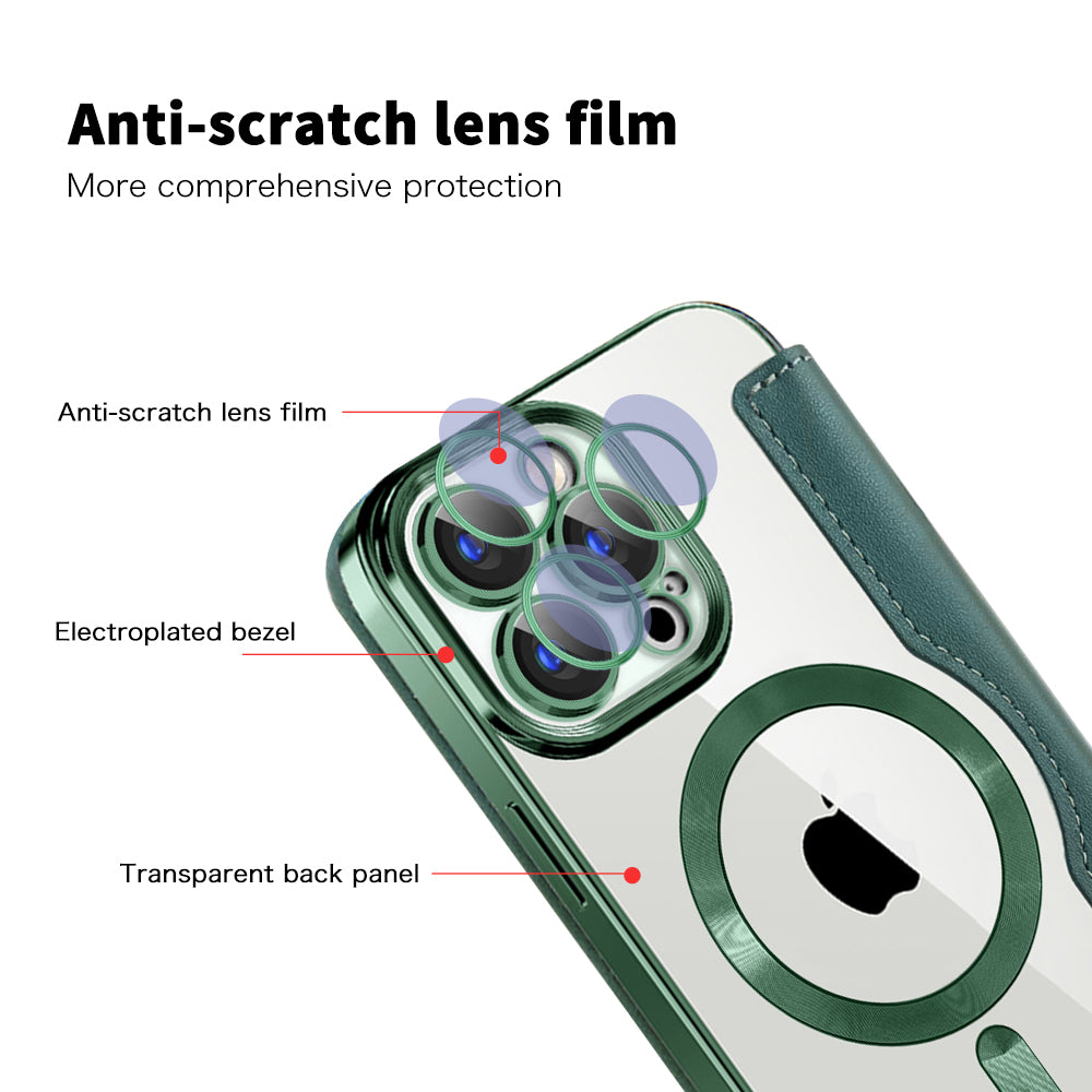 Custodia MagSafe per Apple iPhone 15 Pro Max, Techsuit, SmartMag Book, Verde