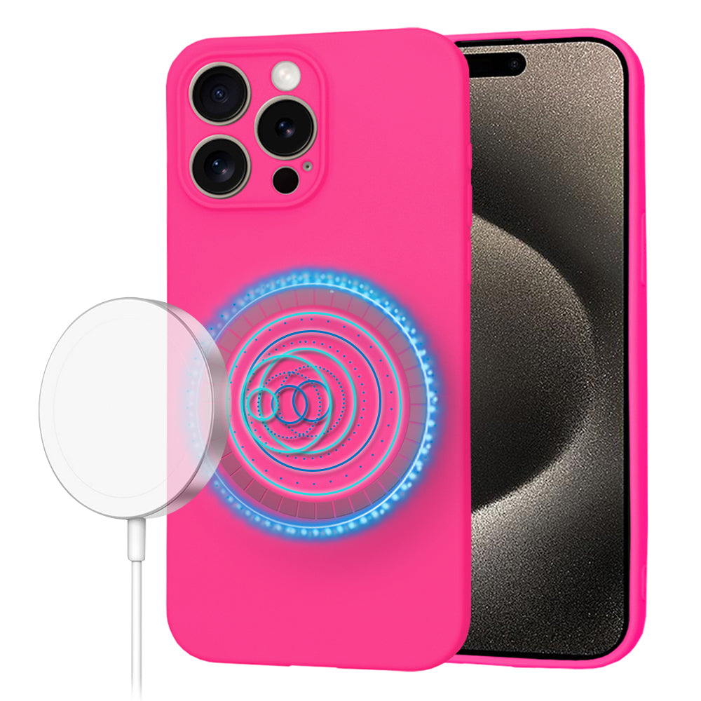 Custodia MagSafe per Apple iPhone 15 Pro Max, Techsuit, SoftFlex, Rosa Scuro