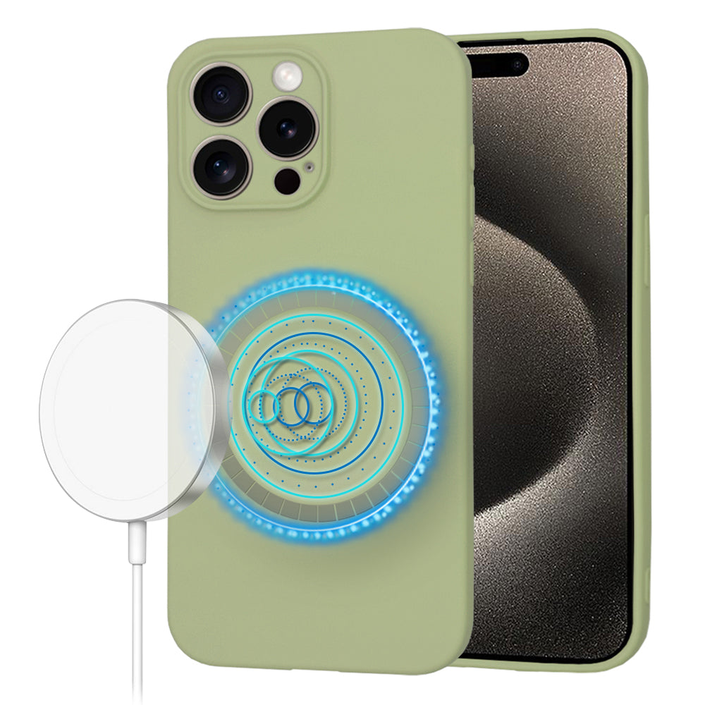 Custodia MagSafe per Apple iPhone 15 Pro Max, Techsuit, SoftFlex, Matcha