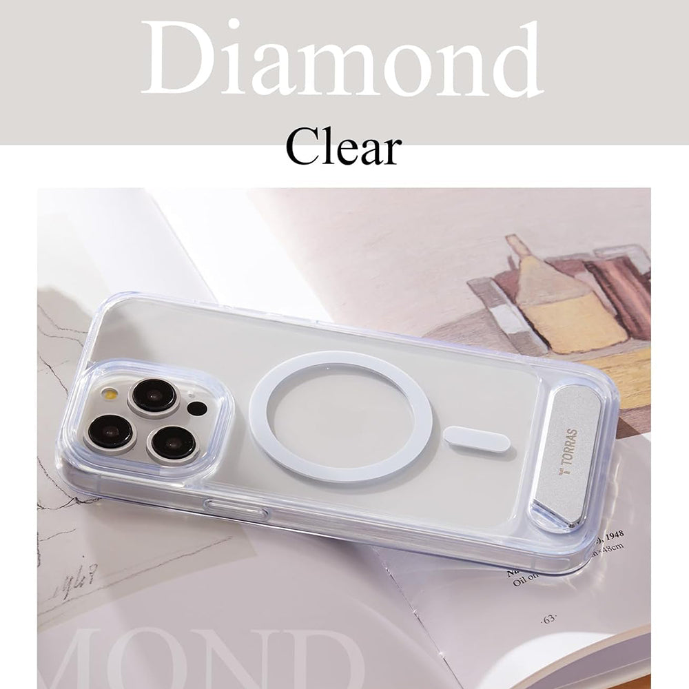 Custodia MagSafe per Apple iPhone 15 Pro Max, Torras, Pstand, Trasparente