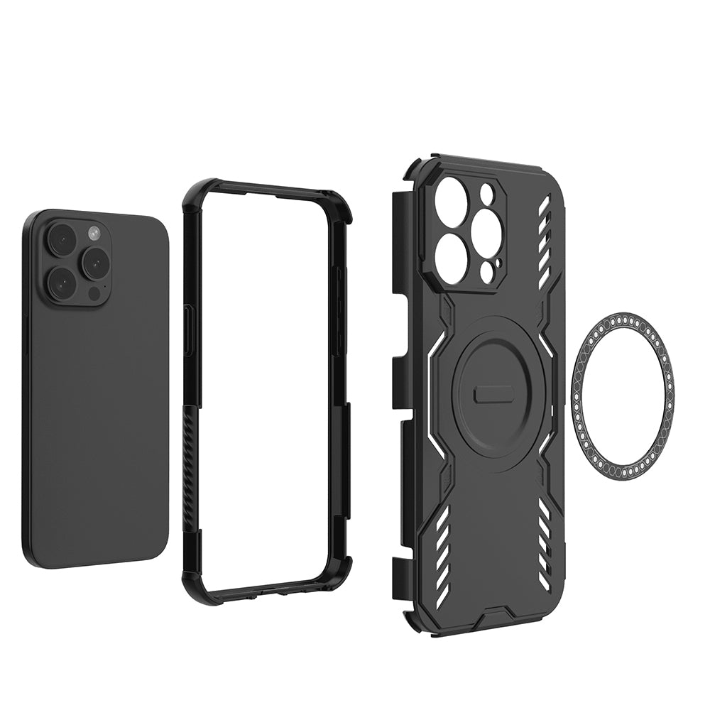 Custodia MagSafe per Apple iPhone 15 Pro, Techsuit, ArmorMag, Nera
