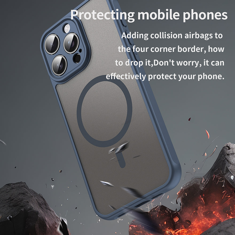 Custodia MagSafe per Apple iPhone 15 Pro, Techsuit, HaloFrost II, Blu Navy