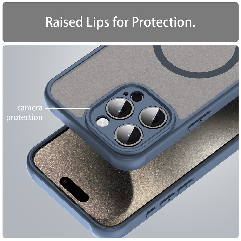 Custodia MagSafe per Apple iPhone 15 Pro, Techsuit, HaloFrost II, Blu Navy