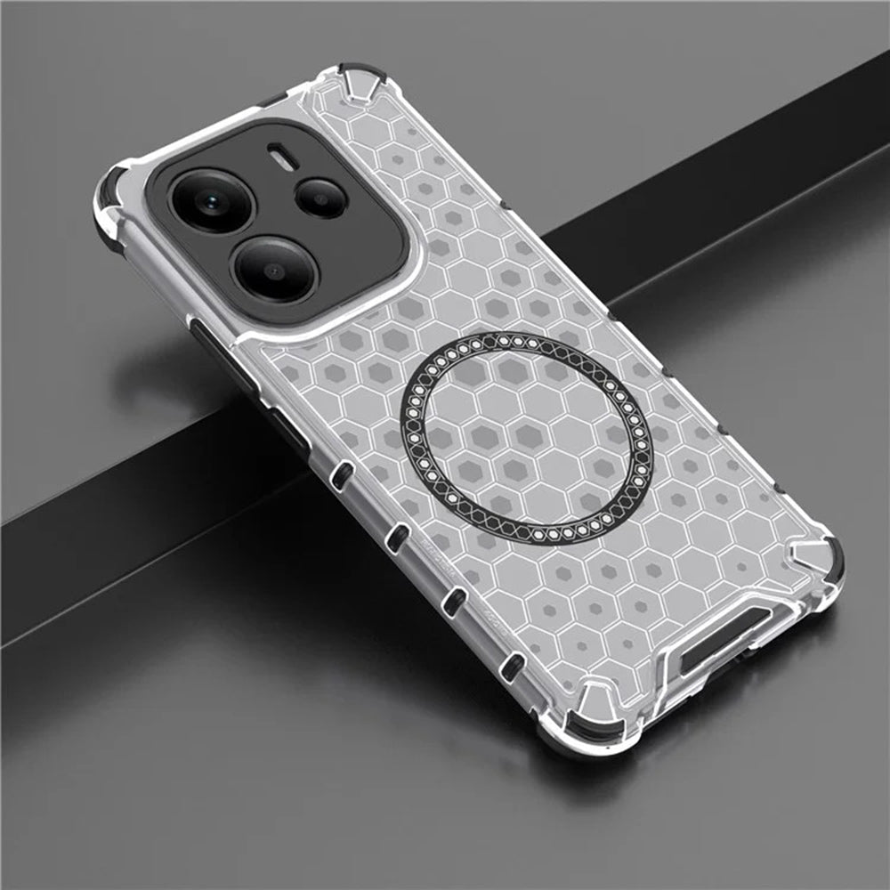 Custodia MagSafe per Apple iPhone 15 Pro, Techsuit, HoneyComb Shield, Bianca