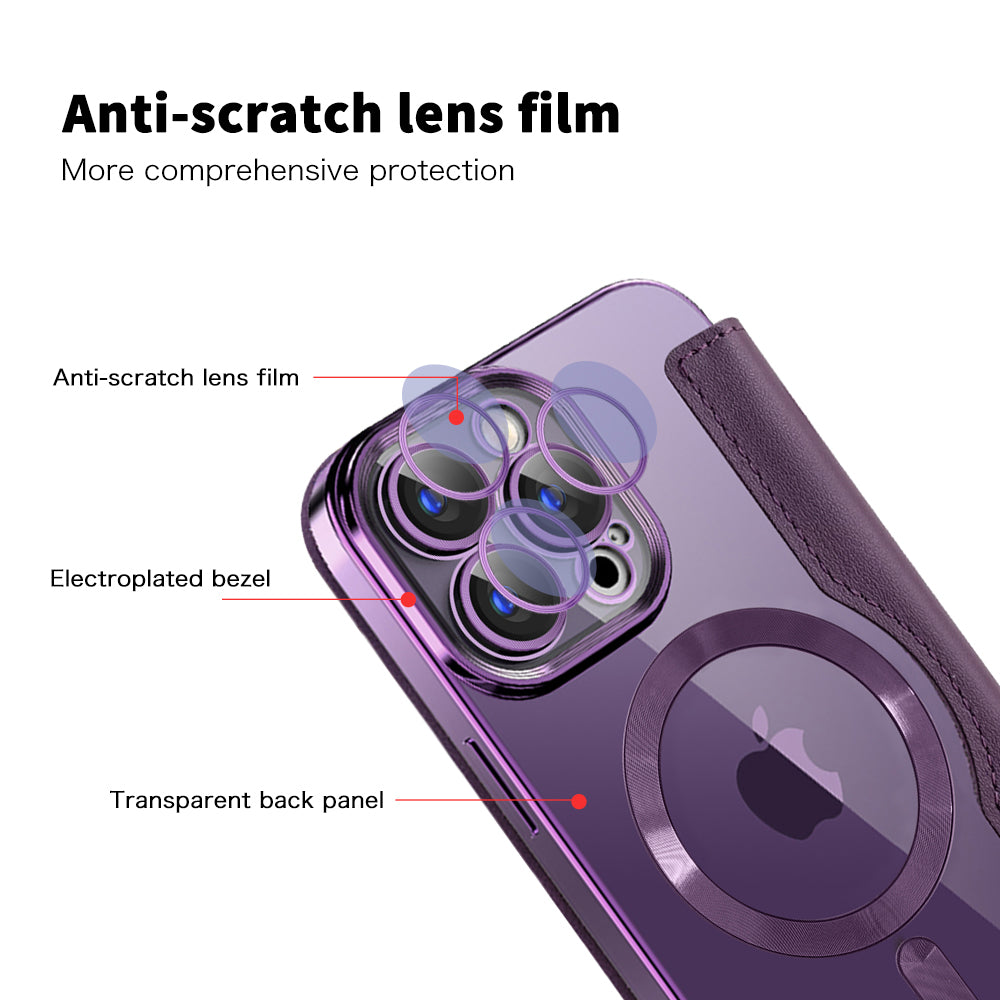 Custodia MagSafe per Apple iPhone 15 Pro, Techsuit, SmartMag Book, Viola