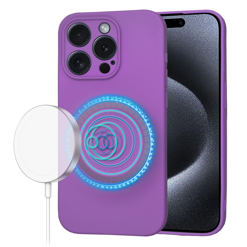 Custodia MagSafe per Apple iPhone 15 Pro, Techsuit, SoftFlex, Viola