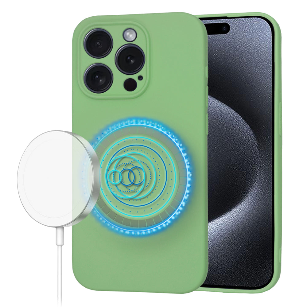 Custodia MagSafe per Apple iPhone 15 Pro, Techsuit, SoftFlex, Verde Chiaro