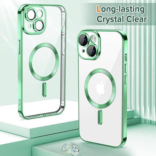 Custodia MagSafe per Apple iPhone 15, Techsuit, Luxury Crystal, Verde Chiaro