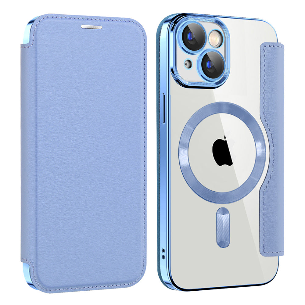 Custodia MagSafe per Apple iPhone 15, Techsuit, SmartMag Book, Blu