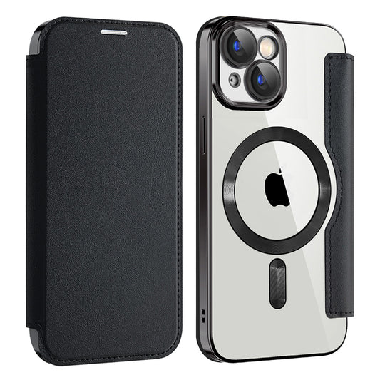 Custodia MagSafe per Apple iPhone 15, Techsuit, SmartMag Book, Nera