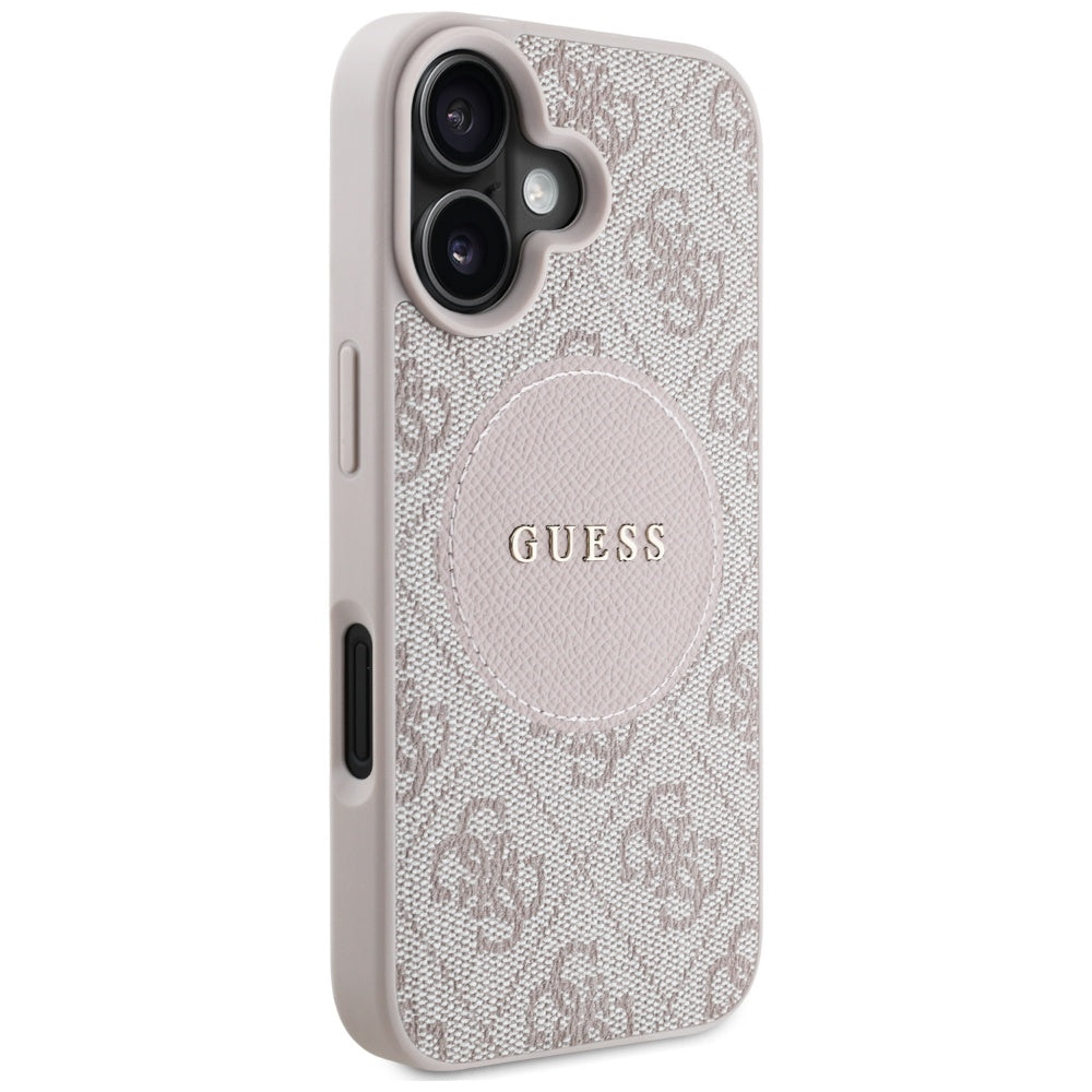 Custodia MagSafe per Apple iPhone 16, Guess, 4G Circle Classic Logo, Rosa