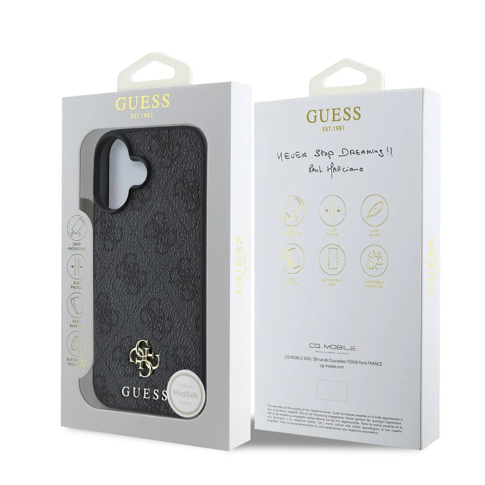 Custodia MagSafe per Apple iPhone 16, Guess, 4G Classic, Nera