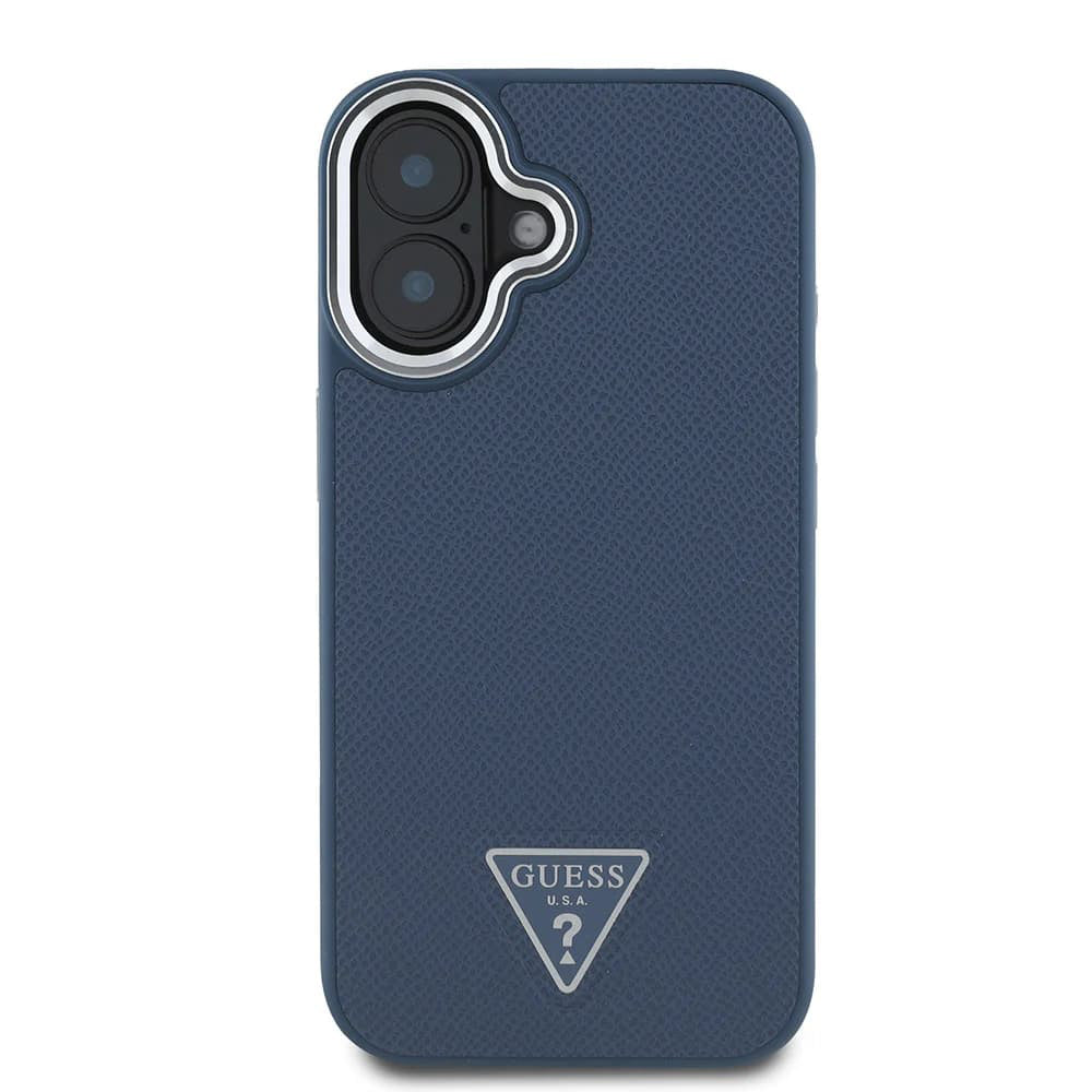 Custodia MagSafe per Apple iPhone 16, Guess, Logo Triangolo Granulato, Nera