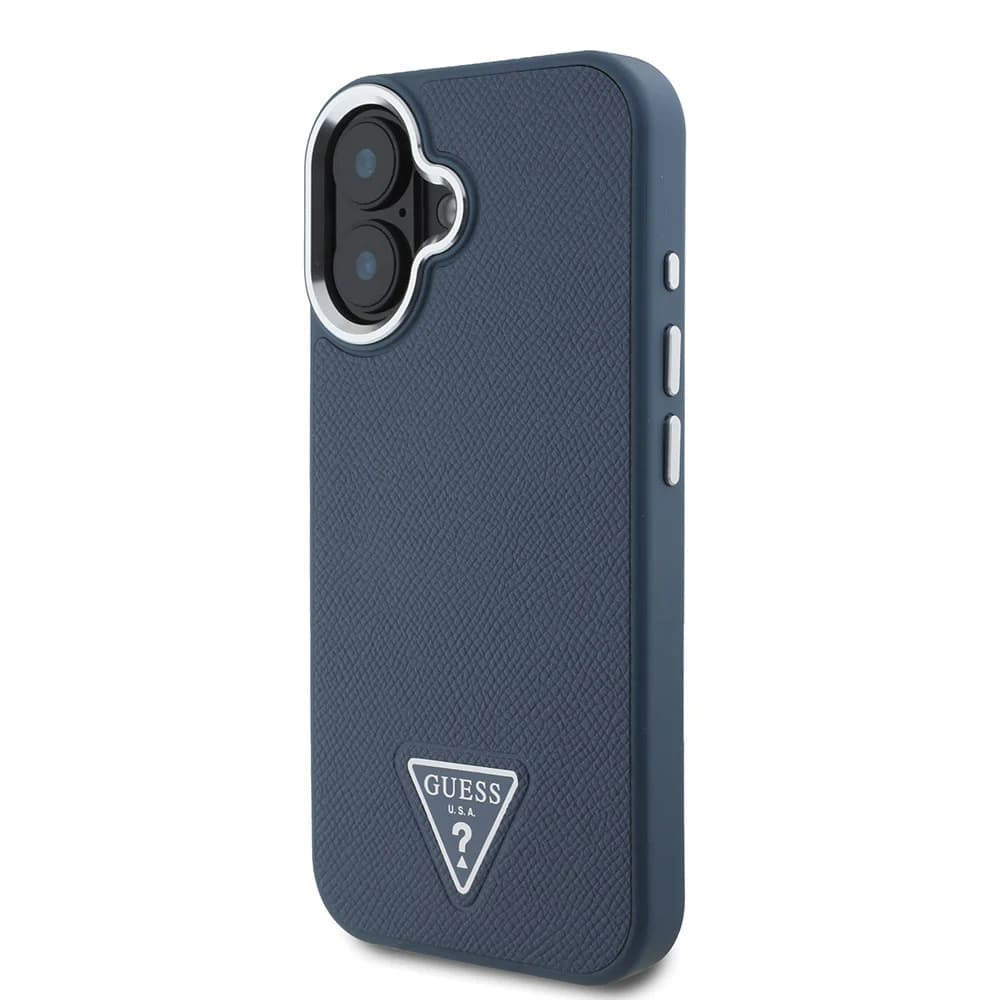 Custodia MagSafe per Apple iPhone 16, Guess, Logo Triangolo Granulato, Nera