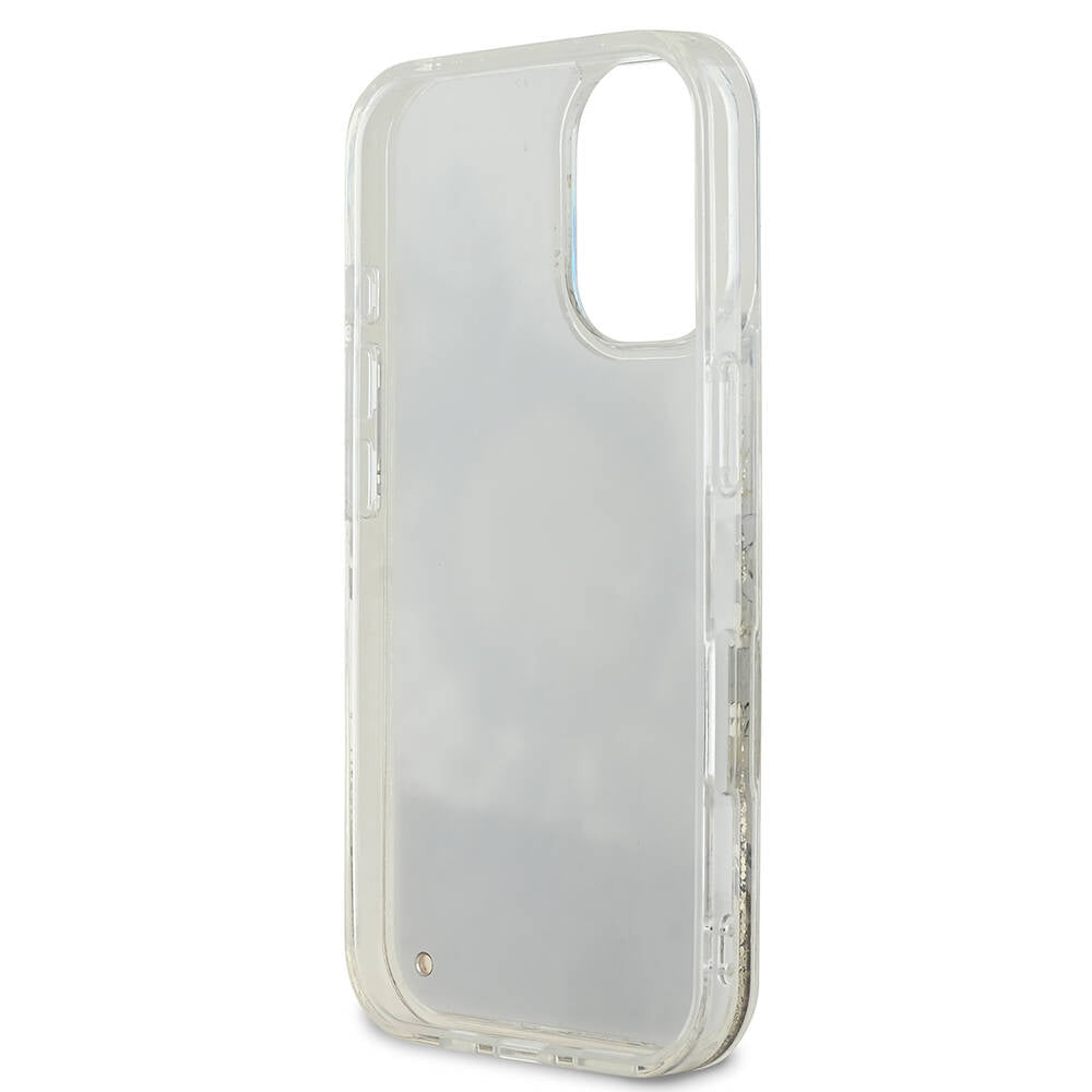 Custodia MagSafe per Apple iPhone 16, Guess, Liquid Glitter Flower, Rosa