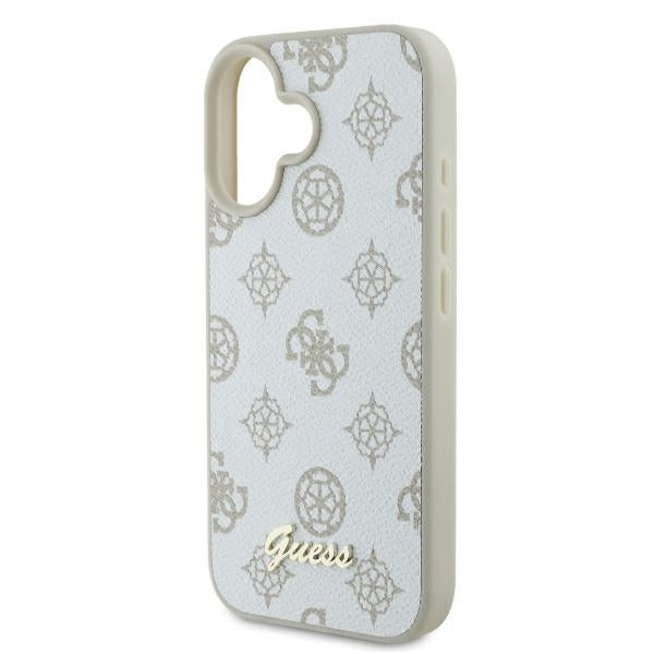 Custodia MagSafe per Apple iPhone 16, Guess, Peony Script, Bianca