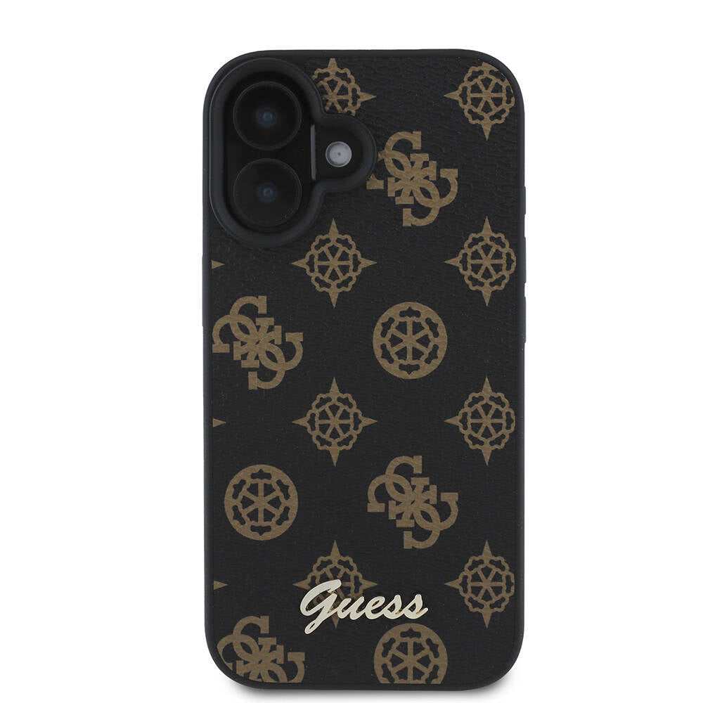 Custodia MagSafe per Apple iPhone 16, Guess, Peony Script, Nera