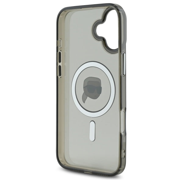 Custodia MagSafe per Apple iPhone 16, Karl Lagerfeld, IML Metal Karl's Head, Nera